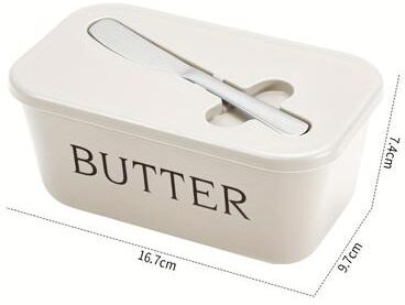 Youfap Market Simple Butter Container Box With Knife, Restaurant Sealed Storage Box, Butter Slicer, Cheese Box With Knife, Butter Dish white
