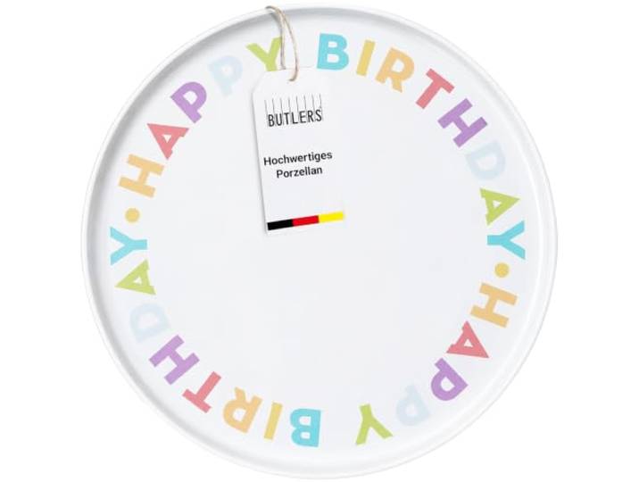 BUTLERS HAPPY BIRTHDAY Kuchenteller, Kuchenplatte, Porzellan Ø32cm