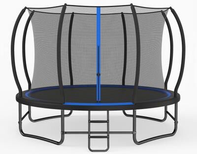 Costway 14 FT Outdoor Recreational Trampoline with 4 Stabilizer Bars for Backyard-Blue