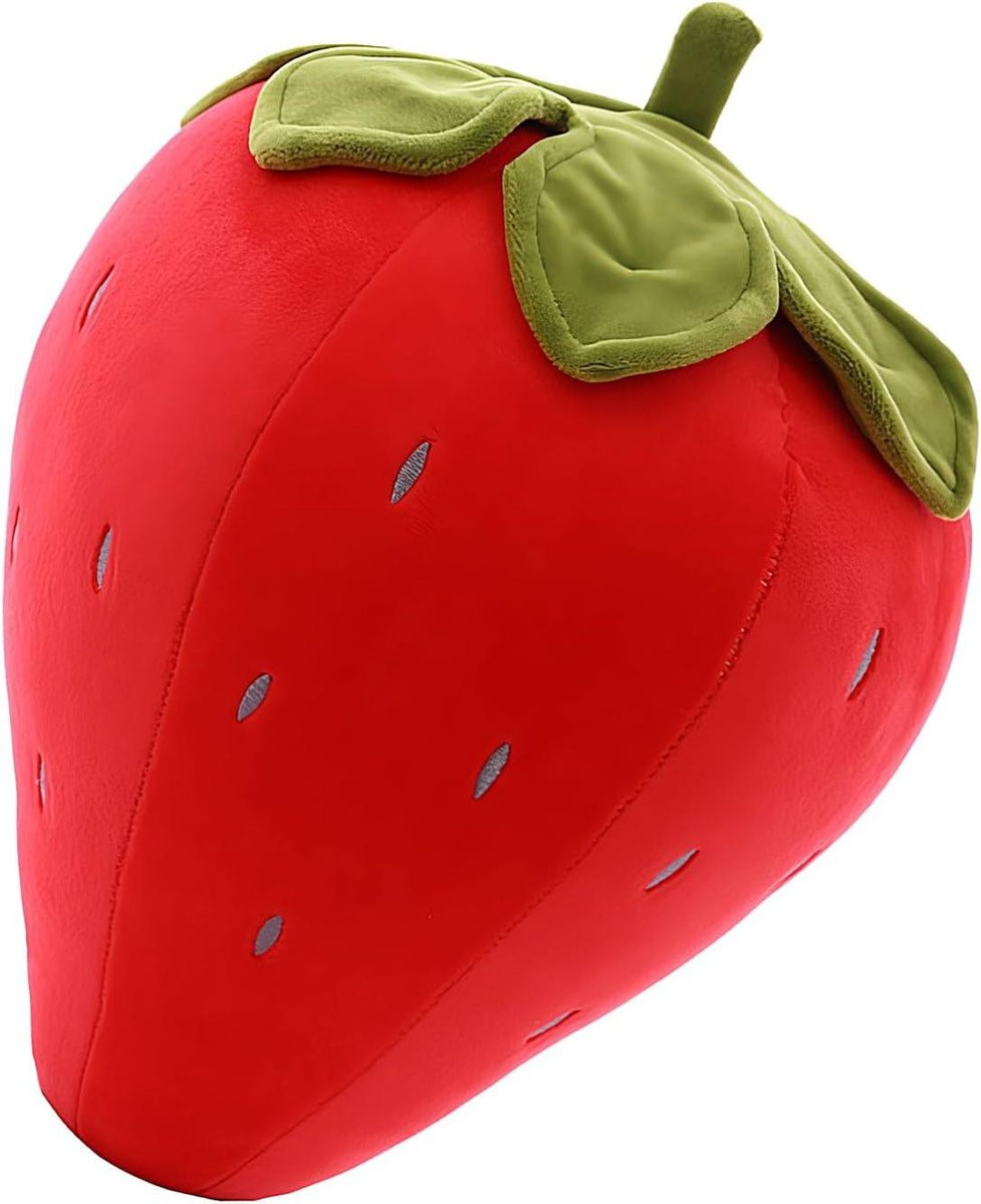 Rood Pluche Aardbeien Kussen voor de Kinderkamer - 25 cm
