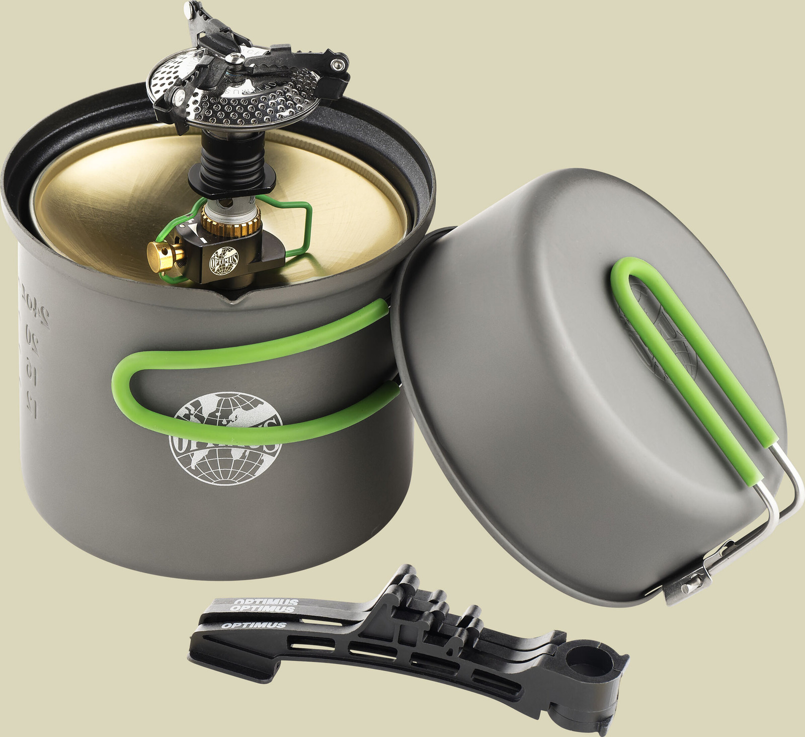 Optimus Crux Campinggasstel 3 kW inclusief kookset met antiaanbaklaag