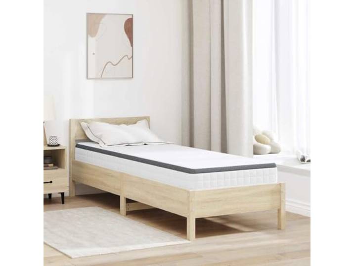 Matratze Mittelweich 80 x 200 cm Weiß und Grau Bonnell-Federn,Schaumstoffschicht,rechteckige Form,für Seitenschläfer,minimalistischer Look
