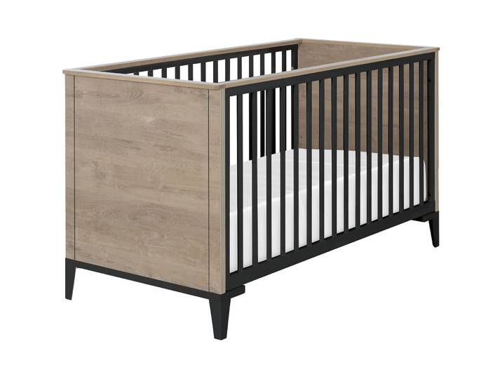 Babybett - Farbe: Eiche Bianco furniert/weiss - Material: Holzwerkstoff - 5