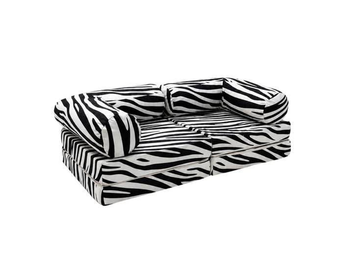Canapé enfant 2 en 1 modulable 142 cm, motif zèbre