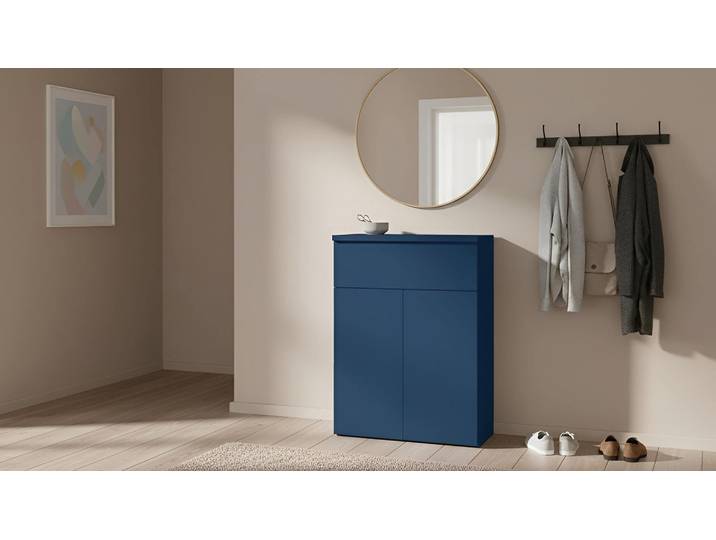 Blaues Vertiko nach Maß MDF Lackiert Perlnacht­blau