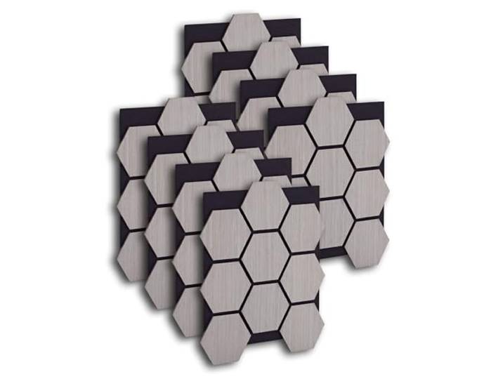 Homestyle4u 8x Akustikpaneele Holz 76x62 cm Hexagon Akustikplatten Grau
