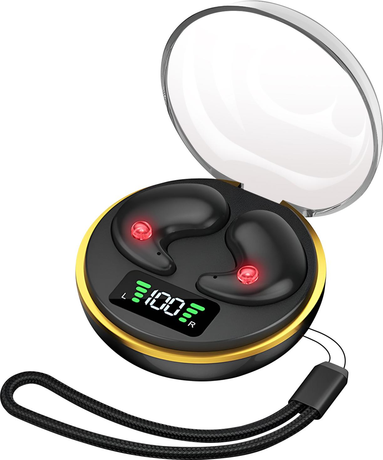 Avizar Ultraplatte Bluetooth oordopjes met LED-oplaadcase, zwart