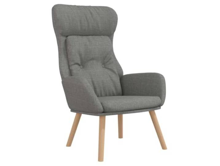Relaxsessel Hellgrau aus Textil, Metallrahmen, Kautschukholz Dicke Polsterung, Armlehnen, stabile Konstruktion, modernes Design, für Wohnzimmer