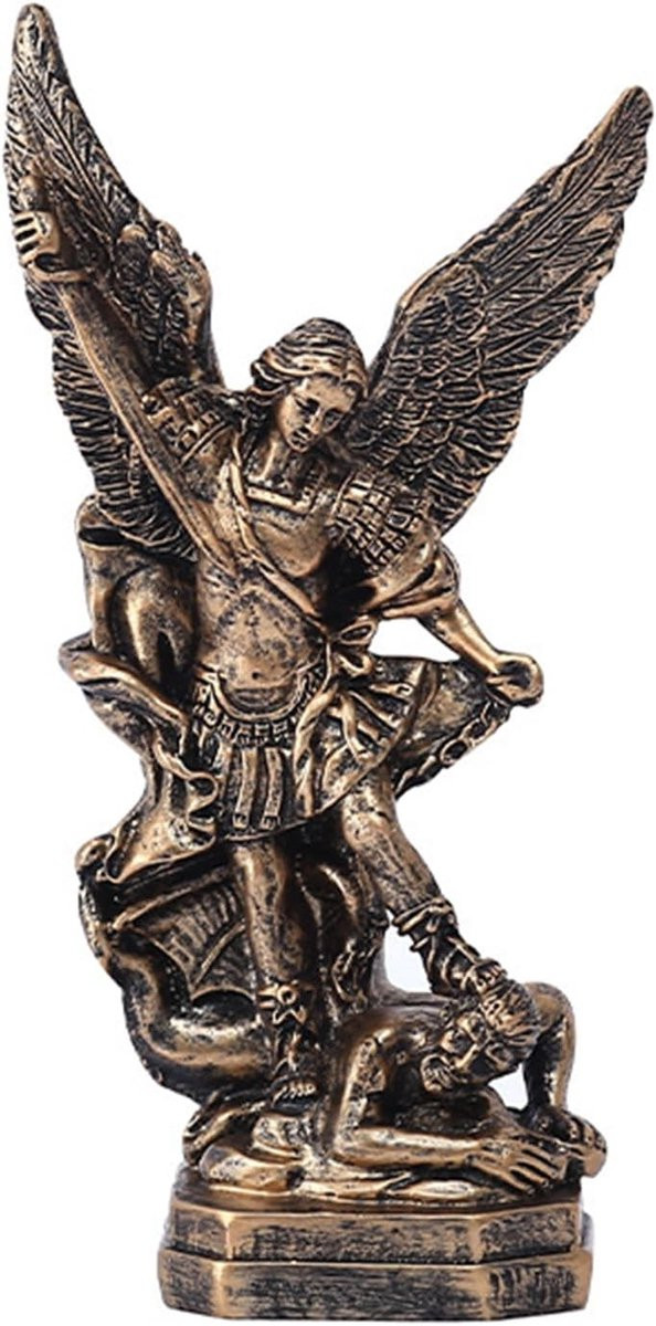 Bronzen Engel Beeld Aartsengel Michael Religieuze Decoratie Handgeschilderd Brons Hoogte: 132 cm