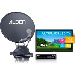 Alden Onelight 60 HD EVO vollautomatische Sat-Anlage mit Ultrawide LED Fernseher 22 Zoll Platinum