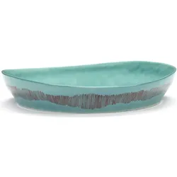 Serax Serving Plate S Azure-Stripes Red Feast, Schüssel + Schale, Blau, Rot, Mehrfarbig