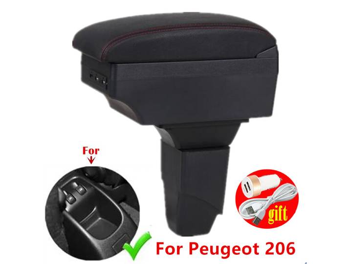 Accoudoir pour PEUGEOT 206, boîte de rangement dédiée avec USB, pièces de rechange, accessoires intérieurs de voiture