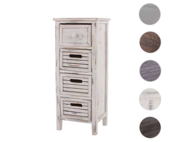Commode / table d'appoint / armoire 4 tiroirs 30x25x74cm shabby vintage ~ blanc