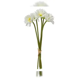 Decoris Kunstblumen weißer Gerbera Strauß aus Kunststoff 35x16cm Hochzeitsdekoration Kunstblumen Osterdeko Blumendeko Frühlingsdeko Sommerdeko Weiß