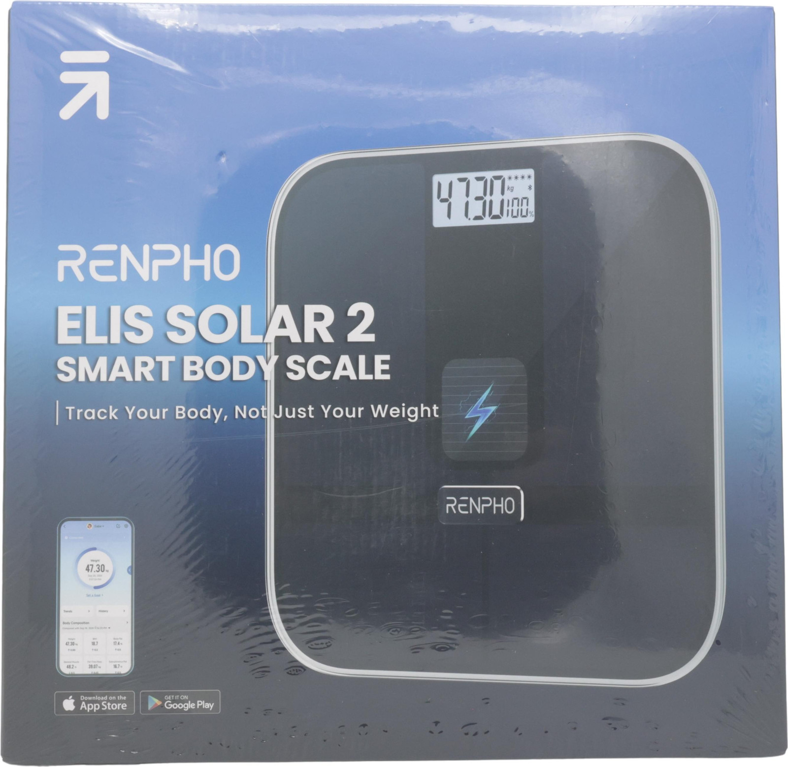 Renpho Elis Solar 2 Smart Personenwaage - Zwart - Max. 180,0 kg
