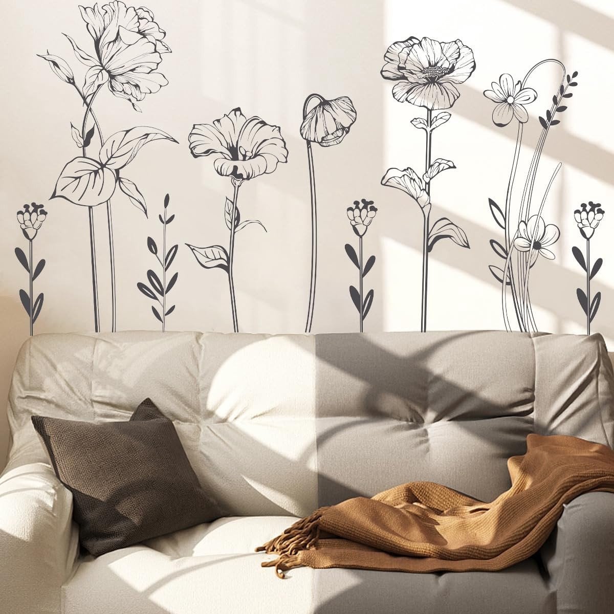 Dailygoods Muursticker Bloem Wanddecoratie voor Slaapkamer, Woonkamer of Kantoor