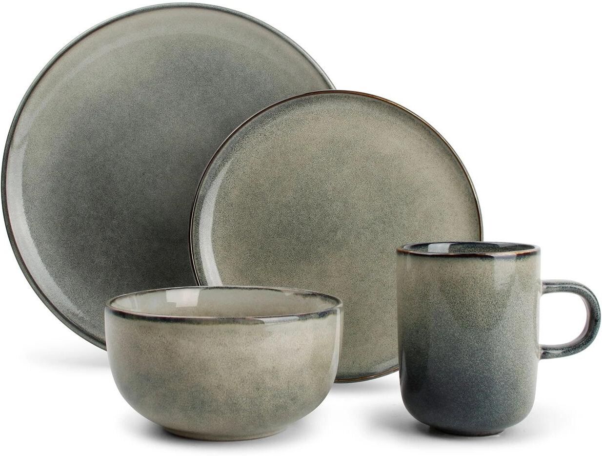 Geschirr-Set SALT AND PEPPER "Salt & Pepper Geschirrset Meridian 16-teilig", blau grün, Geschirr-Sets, Geschirr-Set blau grün Einheitsgröße