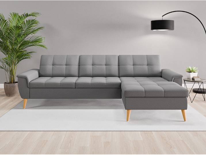 Ecksofa Rio Nr. 1 rechts - Grau (Schiefergrau) - Softwolle