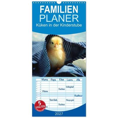 Familienplaner 2027 - Küken in der Kinderstube mit 5 Spalten (Wandkalender, 21 x 45 cm) CALVENDO