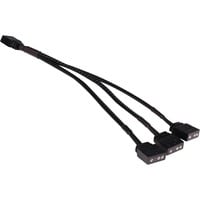 Y-Kabelsplitter aRGB 3-Pin auf 3x 3-Pin, 15cm schwarz