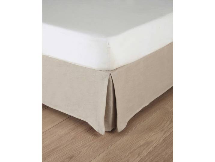 Bettrahmenbezug 180 x 200 cm Baumwolle und Konturen aus gewaschenem Leinen, beige