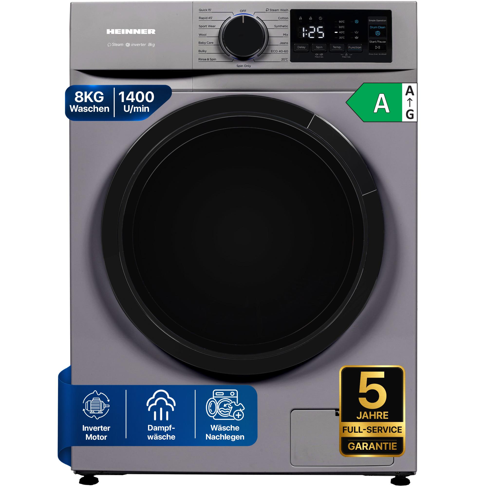 Heinner HWM-M814IVNS, Frontlader, 8 kg, B, 72 dB, 1400 RPM, A