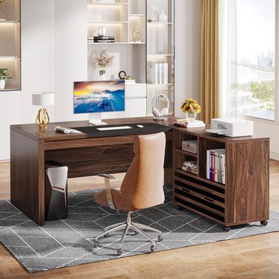 Bluebell "62.2"" Executive Desk with Mobile File Cabinet, L-Shaped Office Desk for Home Office"