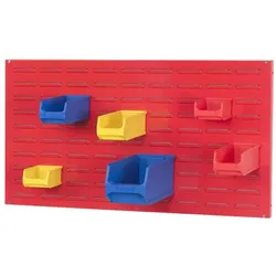 PROREGAL Trägersystem Rote Systemplatte mit 45x grauen Sichtlagerboxen 1.0 | Maße HxB 50x100cm | Sichtlagerbox, Sichtlagerbehälter, Sichtlagerkasten