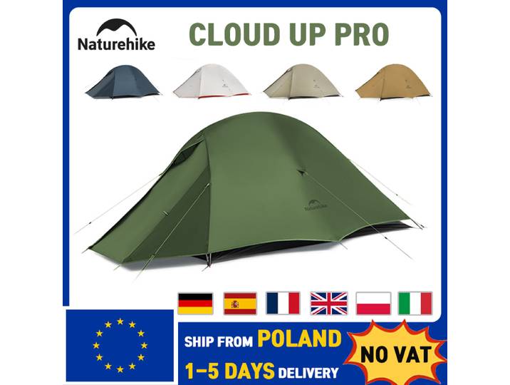 Tente ultralégère Naturehike Cloud Up pour 1, 2 ou 3 personnes, imperméable, pour randonnée, plage, camping, en nylon 20D 210T