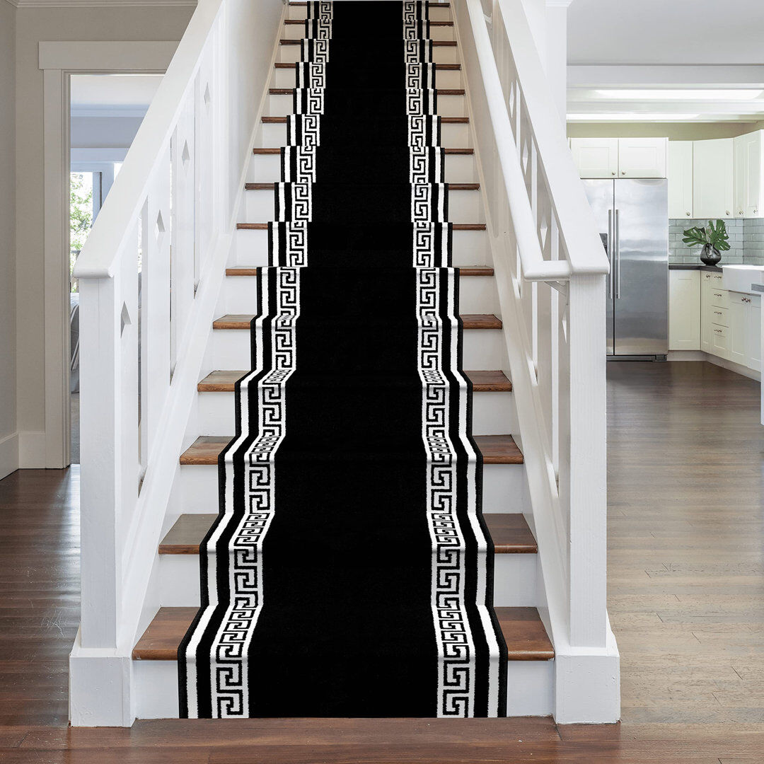 Rosalind Wheeler Stair Runner Almon Indoor Area Rug Black Runner 570cm x 60cm