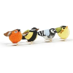 Birds Mixed Dekorationen bunt mit Clip 4 St.