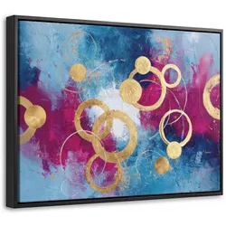 LEINWAND Bilder mit Rahmen - Kreise - Gold - Abstrakt - 40x30