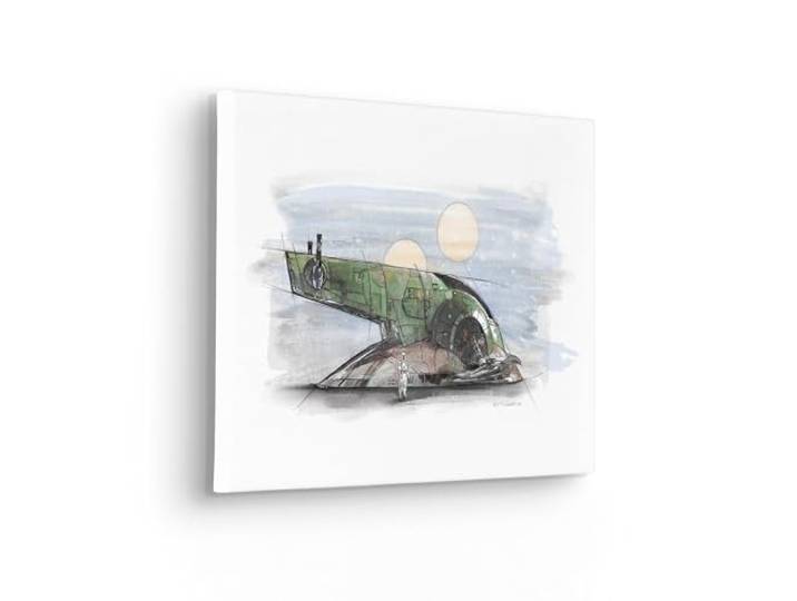 Komar Keilrahmenbild - Star Wars Boba Fett Spaceship Sketch - Größe: 40 x 30 cm - Kinderzimmer, Wanddekoration
