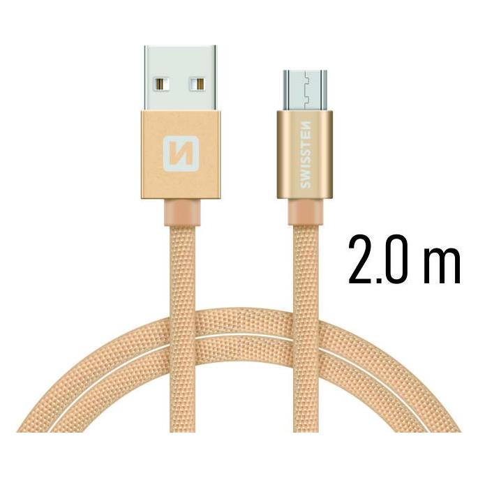 Swissten Datenkabel Textil USB / Micro-USB 2.0 M (2 m, USB 2.0) (71522304)