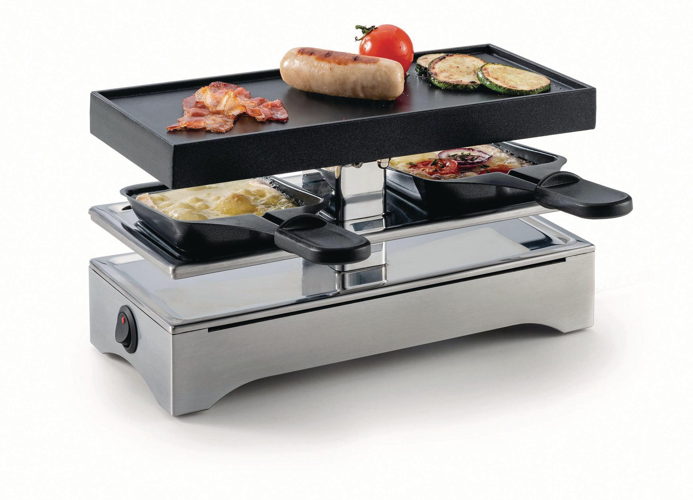 Raclette KOENIG "1 or 2 Personen", schwarz (silberfarben, schwarz, grau), Raclettes, Raclette silberfarben, schwarz, grau Einheitsgröße