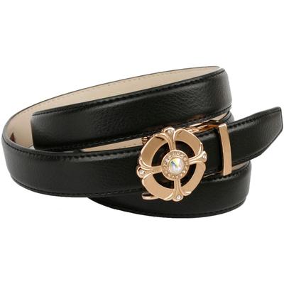 Ledergürtel ANTHONI CROWN, Damen, Gr. 85, schwarz, Leder, unifarben, Gürtel Ledergürtel, mit eleganter Schließe, großer Schmuckstein in der Mitte