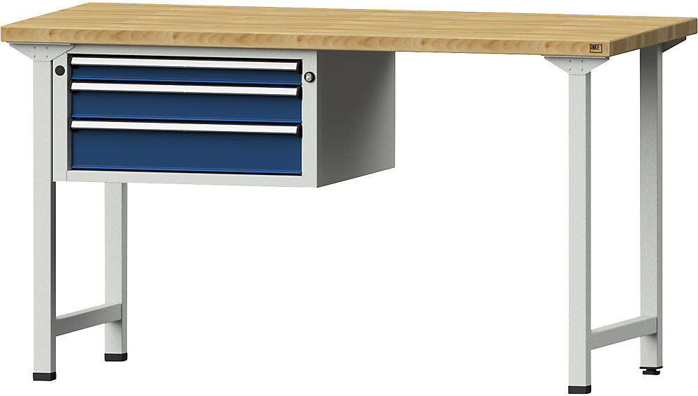 Werkbank, Baukastensystem, 3 Schubladen, Buchemassivplatte ANKE