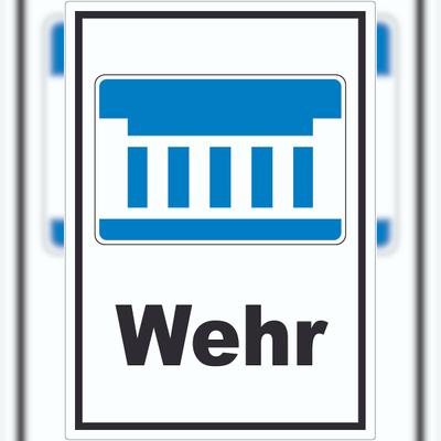 HB-Druck Wehr oder Staustufe Symbol und Text Aufkleber A4 (210x297mm)