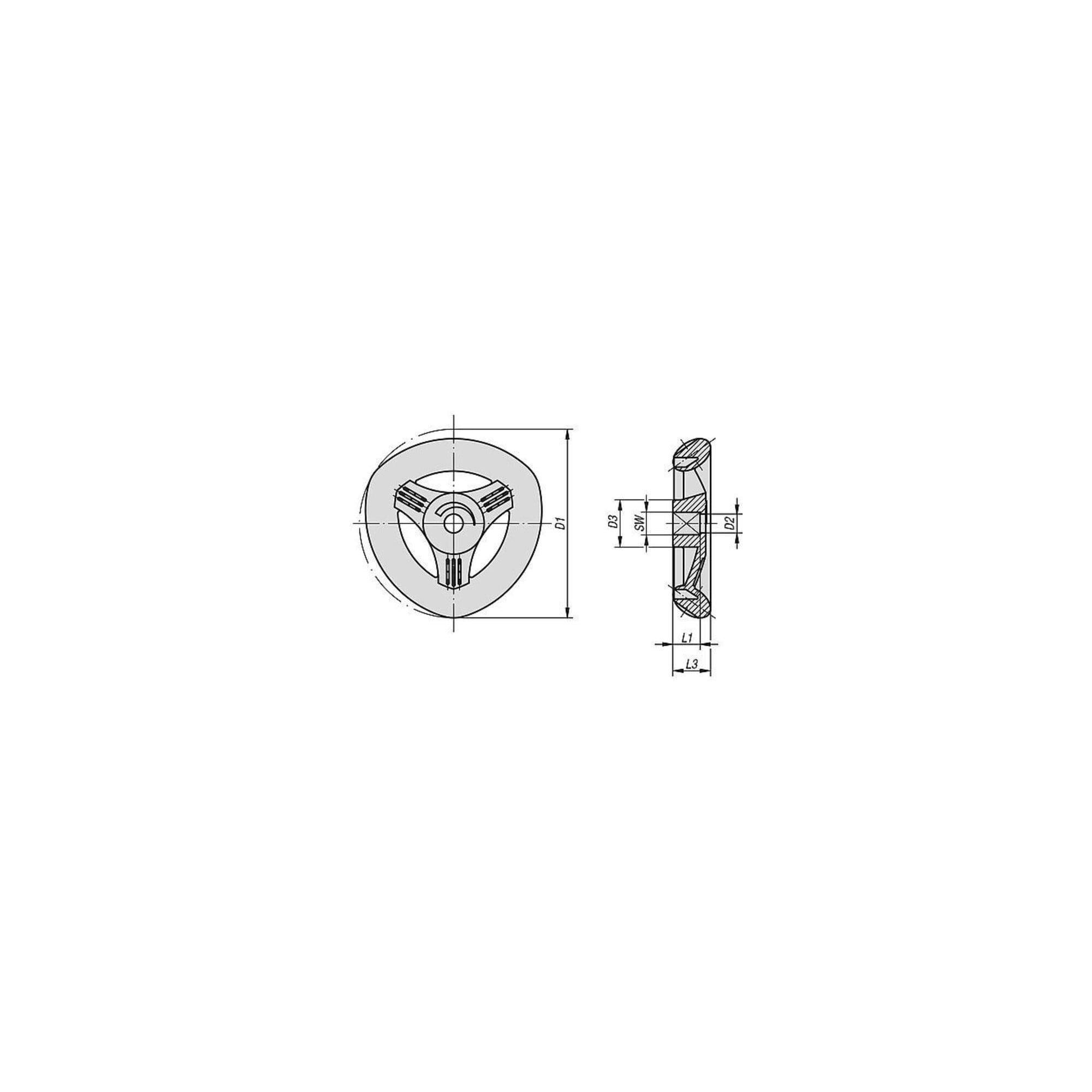 KIPP Deltarad Innenvierkant Gr.1 50 Thermoplast schwarz (K0275.05005)