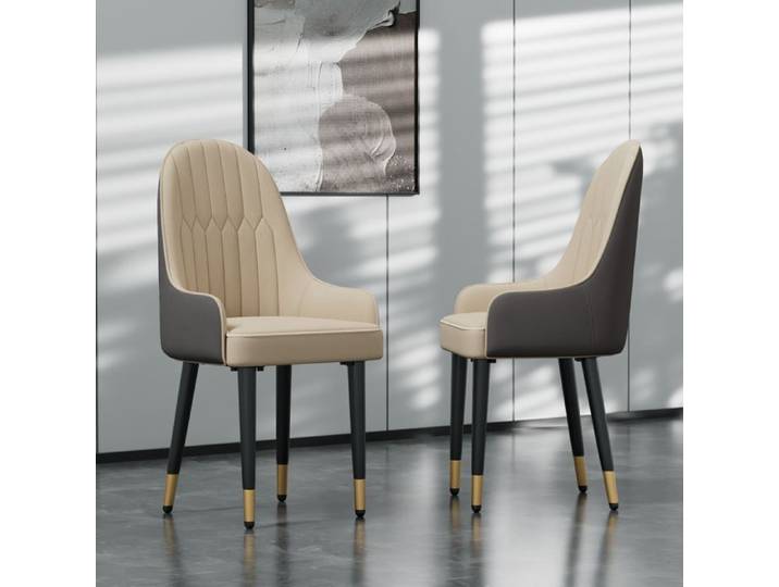 Chaise Salle à Manger Moderne - Lot De 2 Chaise Cuisine Design avec Pieds en Métal Chaise Salon en Cuir Rembourrées - 52x52x90cm