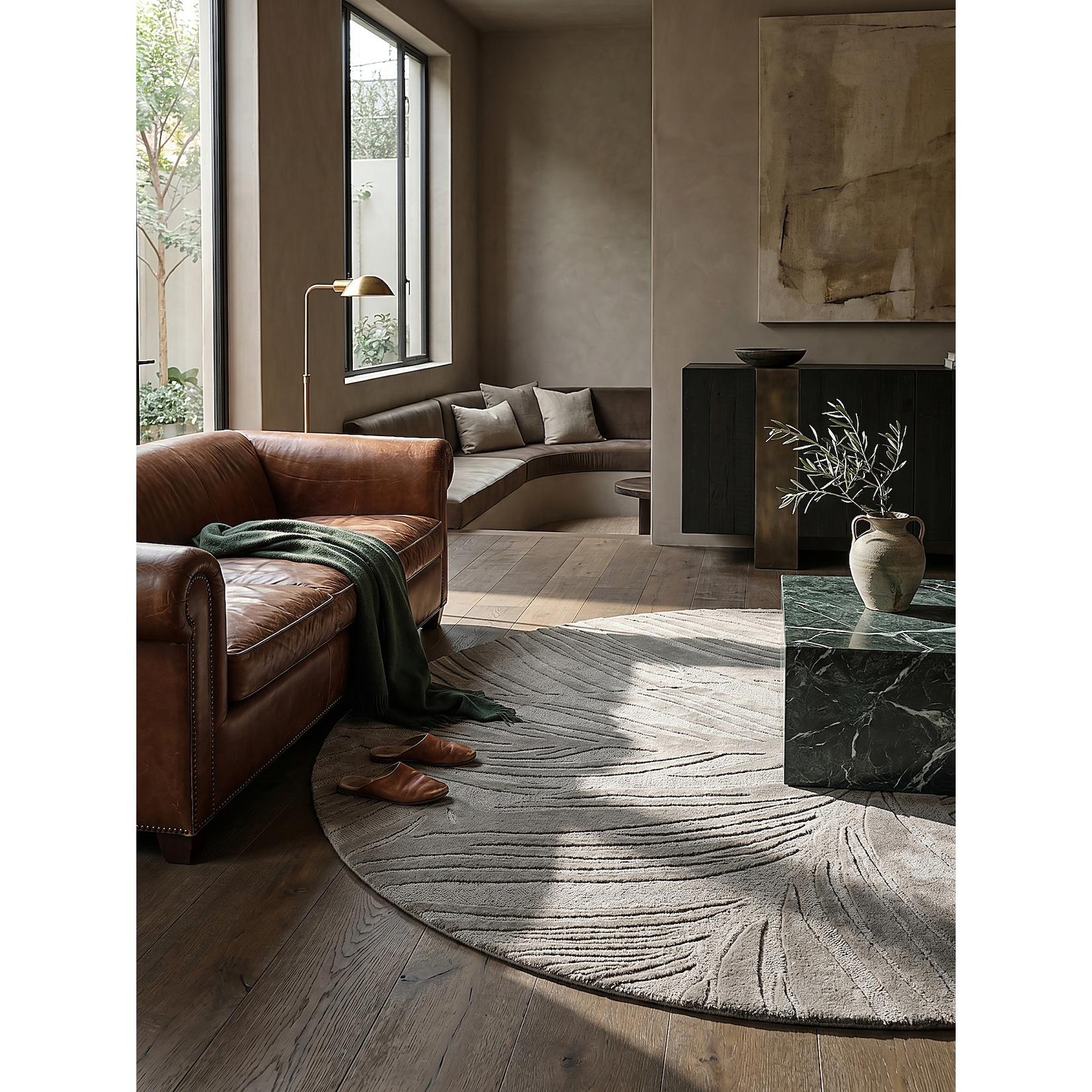Wollteppich floral Grau Ø160 cm - LEVEN Kadima Design
