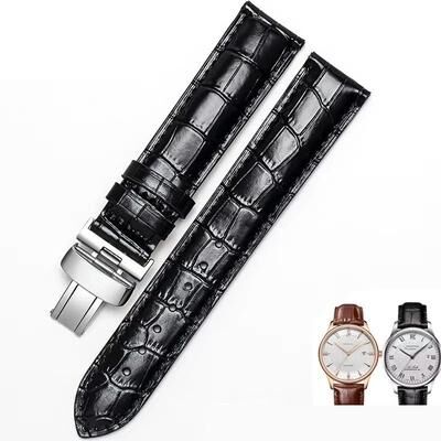 Uplifted Goods Leather Watch Strap For Men Compatible With Tissot black Silver Clasp 20mm