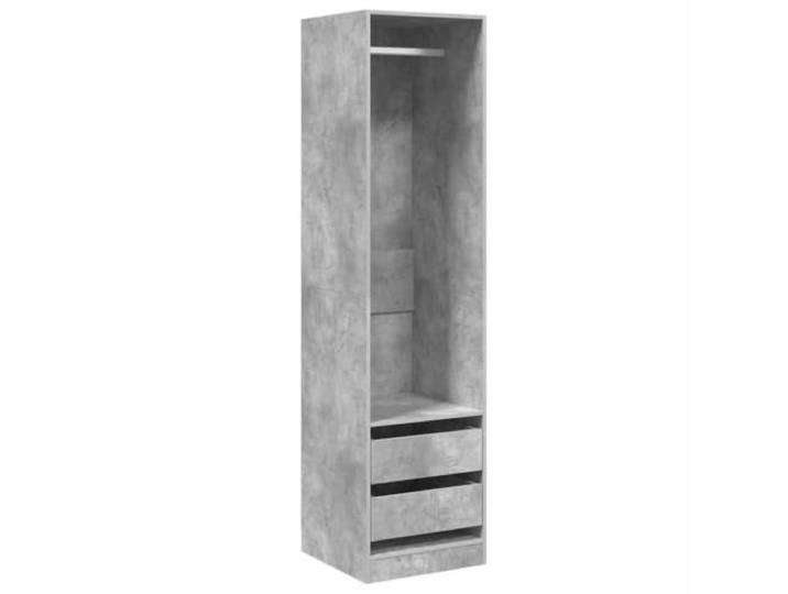 HBBMGYD Kleiderschrank mit Schubladen, Betongrau, 50 x 50 x 200 cm, Holz 2 Schubladen, 1 offenes Fach, Stange inklusive, Aufbewahrung für lange Kleidung, Accessoires, Schlafzimmer