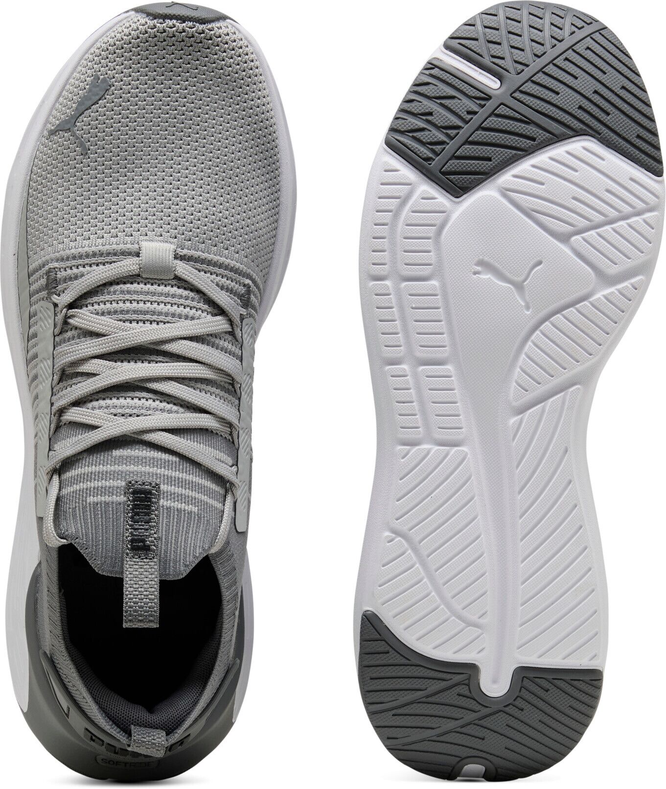 Laufschuh PUMA "SOFTRIDE SYMMETRY FUZION LS", Gr. 42, grau (gray echo, slate sky, puma schwarz), Textil, Schuhe Laufschuh, für sportliche Aktivitäten und Lauftraining, mit SOFTFOAM+ Innensohle gray echo, slate sky, puma schwarz 42