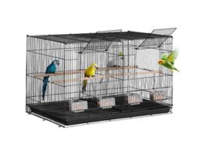 VEVOR Cage Oiseau 760 x 465 x 465 mm, Petite Cage Oiseaux Métal avec Séparateur, Perchoirs, Tasse d'Alimentation, pour Oiseaux en Voyage, Perroquet, Canaris, Inséparables, Calopsittes, Perruches, Noir