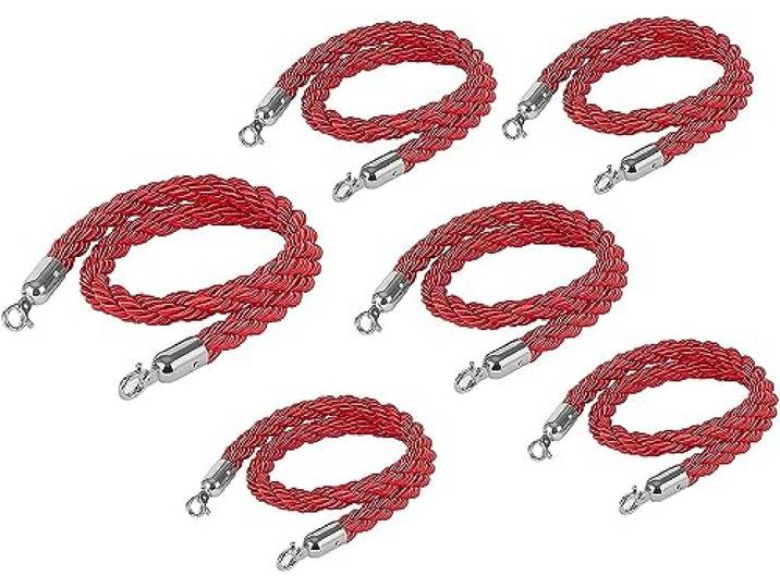 Verdrehtes Warteschlangenabsperrseil mit Haken Hanf geflochten(6 Pack,350Cm/138 in)