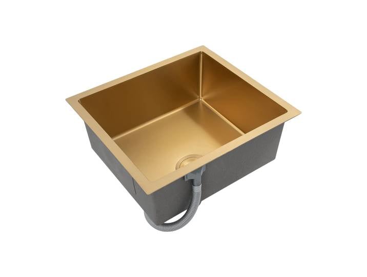 Évier de cuisine 3l 50X45 Cm avec filtre de vidange, évier doré en acier inoxydable, profondeur 20cm pour cuisines ouvertes, barres
