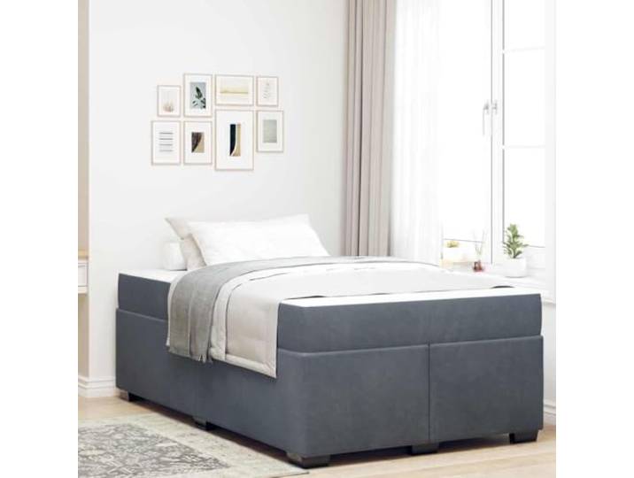 YUOTYRKTEJRSG Samtbezug Modernes Design 120x190cm Grau Bettrahmen mit Matratze Dunkelgrau 120x190 cm Stoff Samt Boxspring Optik Taschenfederkern Lattenrost Komfort Doppelbett