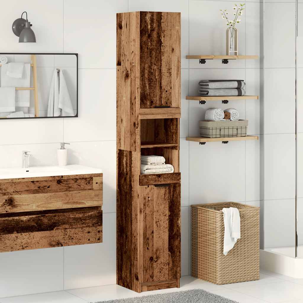 vidaXL Armario de baño de madera contrachapada envejecida Marrón