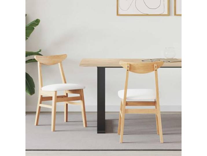 UYPTERF Esszimmerstühle 2 STK Massives Gummiholz Natur Massive quadratische Beine, solider Gummibaum, nahtloses Design, einfache Pflege, Essbereich